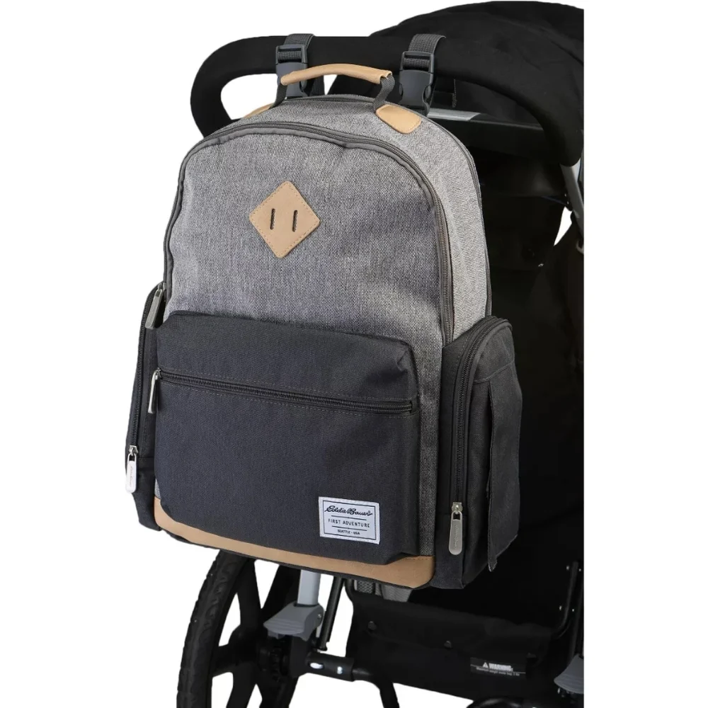 EUC Eddie Bauer Gray Bridgeport Places & Spaces Back Pack Diaper Bag!